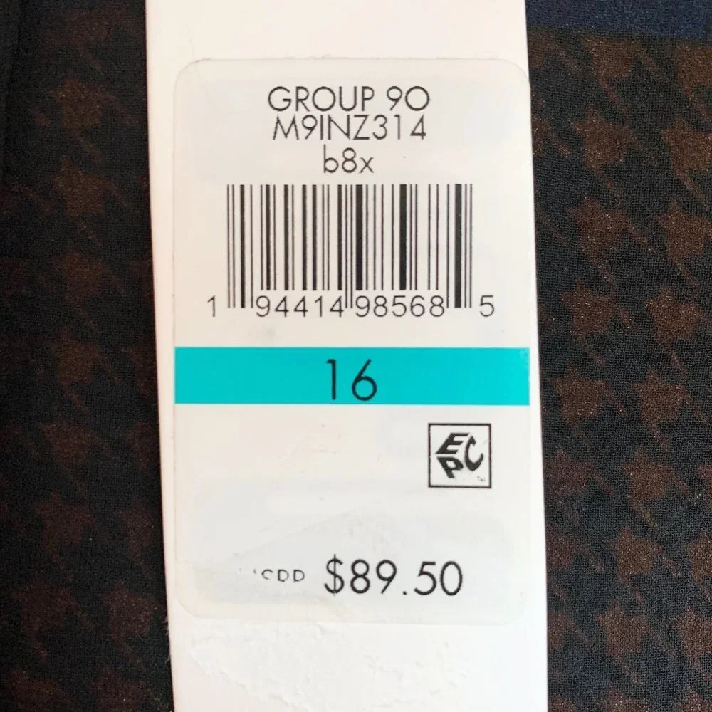 NWT Calvin Klein Ruffle Mix Print Skirt Patchwork Size 16 blue brown rust